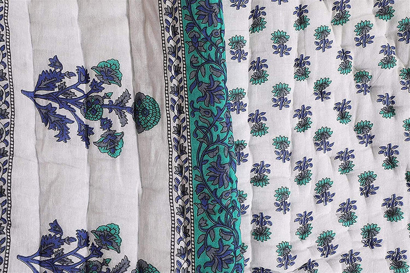 Chhaarodiya Cotton Single Bed Jaipuri Razai Quilt Light Weight - Abstract, Blue- All Seasons Comfort Quilt