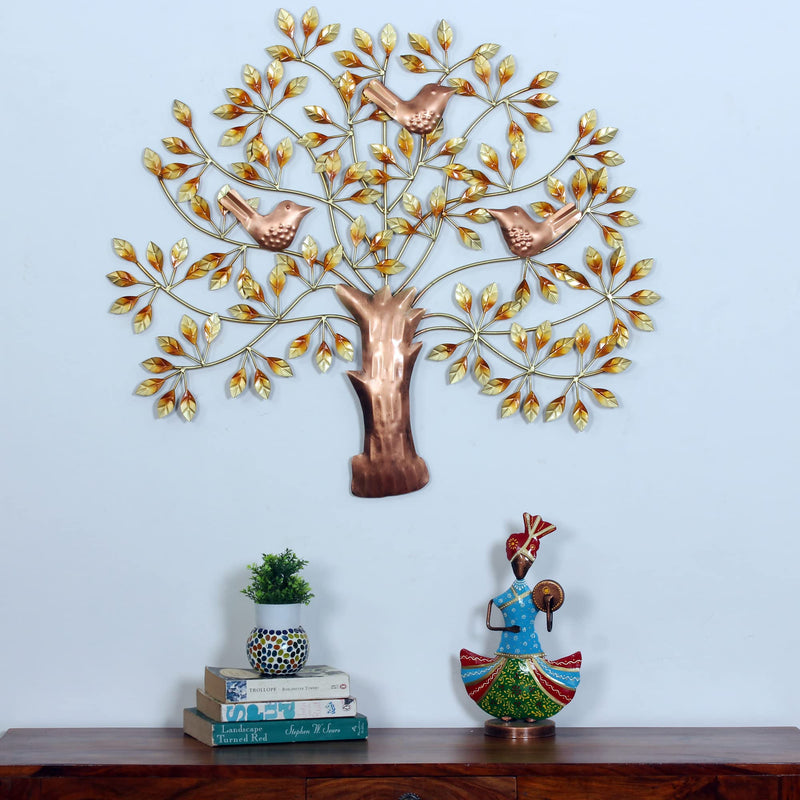 AntarYuga La Pared Metal Root Tree with Birds Decorative Wall Art/Sculpture for Home Living Room/Bedroom/Office - 82x4x73 Cm