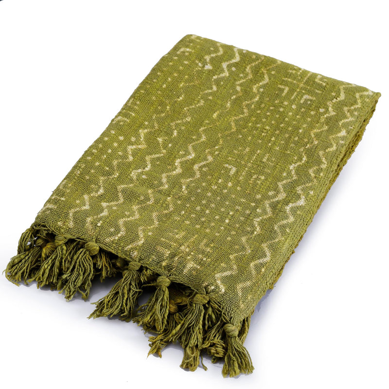 Ravaiyaa - Attitude is everything Indian Hand Block Printed Blanket, Handloom Cotton Throw, Home Sofa & Bed Decor Throw 72"x50" Inch (Green)