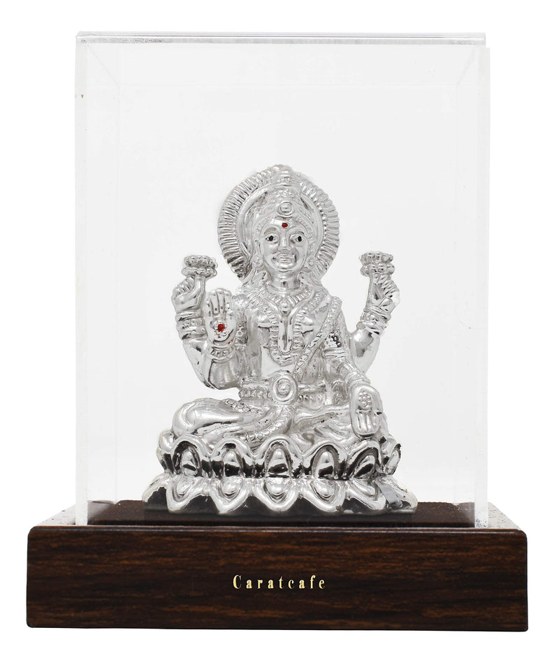 Carat Cafe Maa Laxmi Lakshmi Ma Idol Pure Silver 999 Statue,BIS Hallmark Certified for Puja Temple Good Luck Gift & Home Decor ( NET WT 20 GMS ) [2.2 x 1.6 Inch]