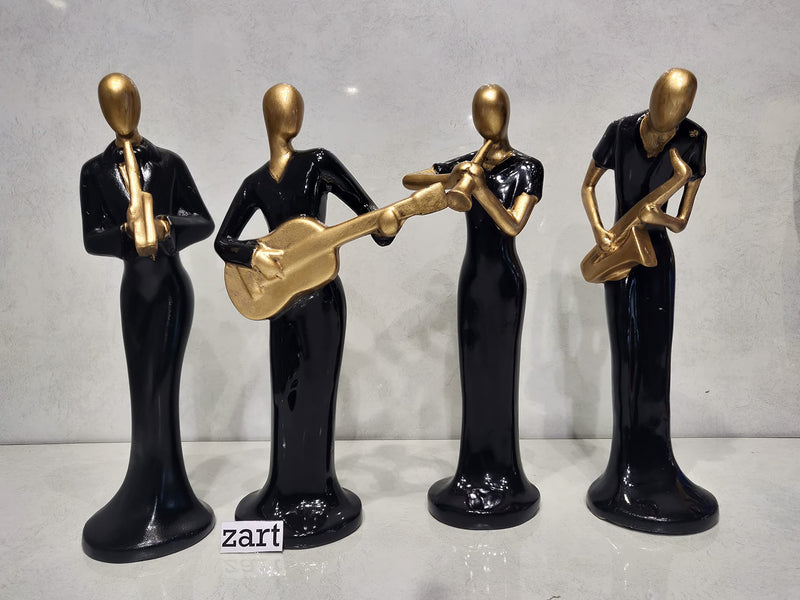 zart Resin Musical Instrument Statue For Home Decoration Showpiece, Home Shelves Decor Item & Office Decor (Set of 4, Black)