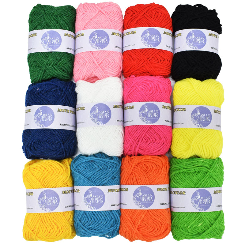 Asian Hobby Crafts Wool Yarn for Knitting and Crochet Making (Multi 12)