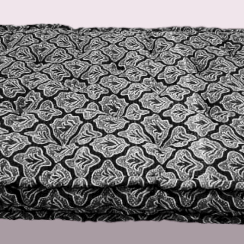 Adim's Soft Thick 5-Inch Cotton Quilt Mattress | Gadda Medium Firm Soft Cotton Mattress | Rectangle Single Bed Mattress (3X6 ft or 72X36X5 Inches) Dark Coffee Embroidery Design