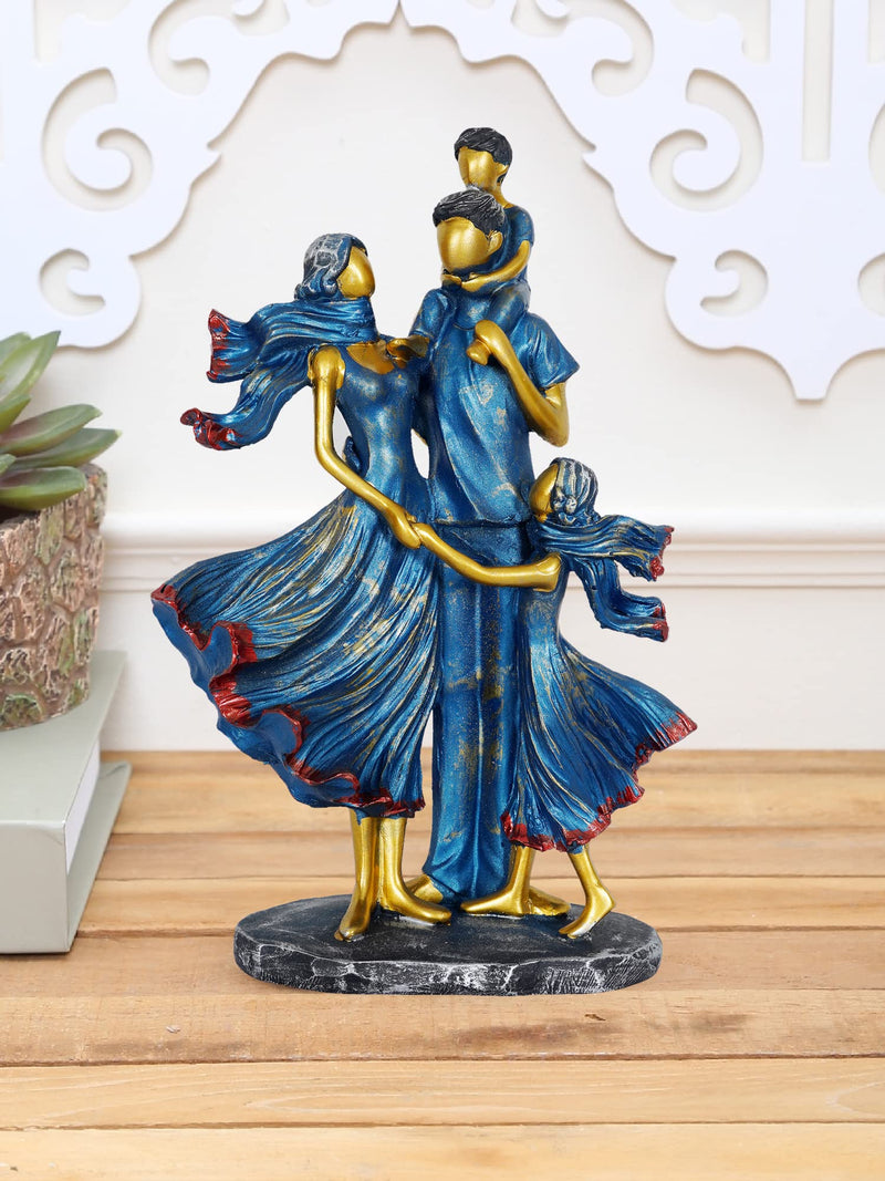 ZART Family Showpiece for Home Decor,Blue (11 inch), Resin