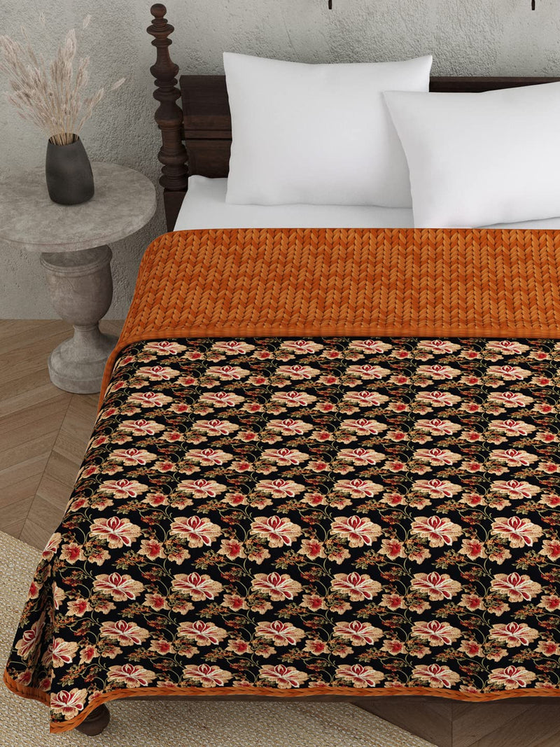 EVER HOME 120 GSM Cotton Ethic Motif Print Double Bed Dohar for Summer | AC Dohar Blanket - Beige & Brown, Double Bed Dohar-224X254CM