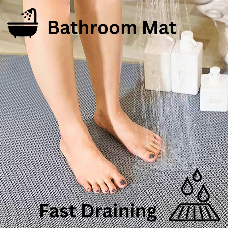 Purav Light Anti Skid Anti Slip Floor Rubber Mat Waterproof Jali Bathroom Mat for Kitchen Balcony Footmat for Home Entrance Door, 16 X 24 Inch, Grey