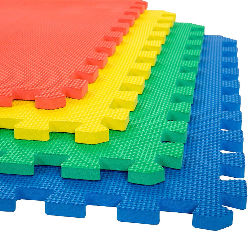 LILTOES EVA Interlocking Play Mat -12 mm Thick | Floor mat for Kids - Set of 8 Tiles (Multicolour)