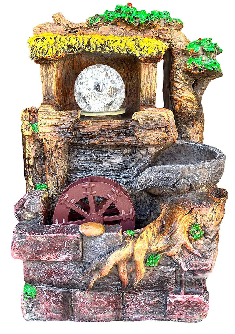 Unknown Water Fountain Tree Rolling Ball & Wheel Led Light Indoor/Outdoor Water Pump Included 10" Inch Statue