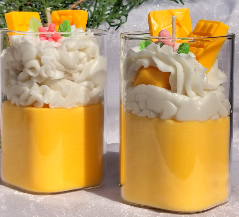 Apeksha's art &craft Designer Mango Fragrance Glass jar candlegift Return Gift Birthday Anniversary Celebration Love Party Slightly Scented SOYA Wax Candles