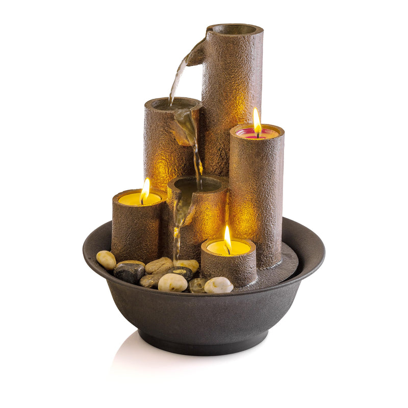 Alpine WCT202 Tiered Column Tabletop Fountain with 3-Candles