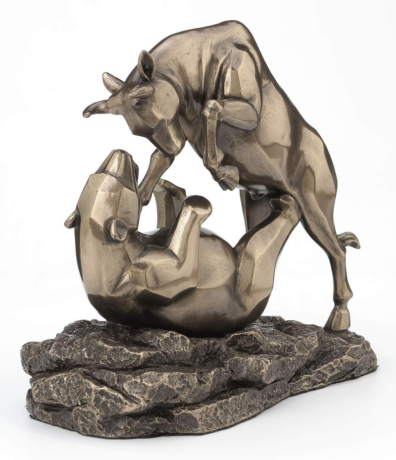 Veronese Design 6 Inch Wall Street Stock Market Bull Bear Fight Financial Broker Gift Abstract Bronze Finish Tabletop Statue