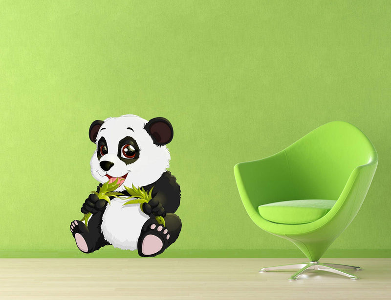 Sticker Hub Cute Panda Decorative Wall Sticker for Living Room, Bedroom, Office, Hall, Home Decor (PVC Vinyl, 45 X 35 cm, Multicolour) BS996