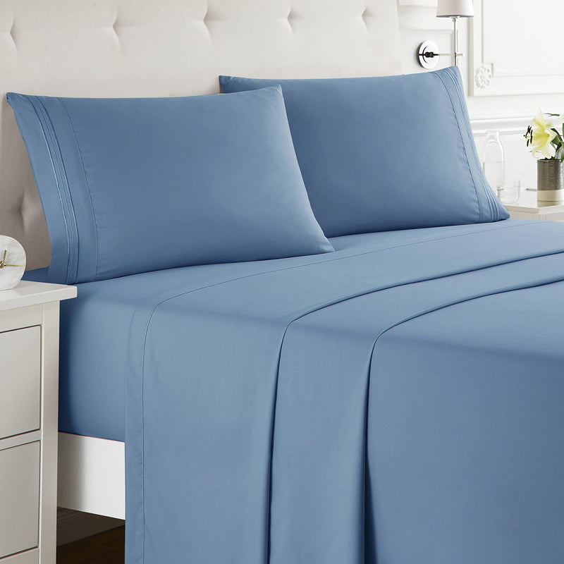 Full , Blue Heaven : Bed Sheet Bedding Set, Full Double Size, Blue Heaven, 100% Soft Brushed Microfiber Fabric with Deep Pocket Fitted Sheet, 1800 Luxury Bedding Collection, Hypoallergenic & Wrinkle Free Bedroom Linen Set By Nestl Bedding