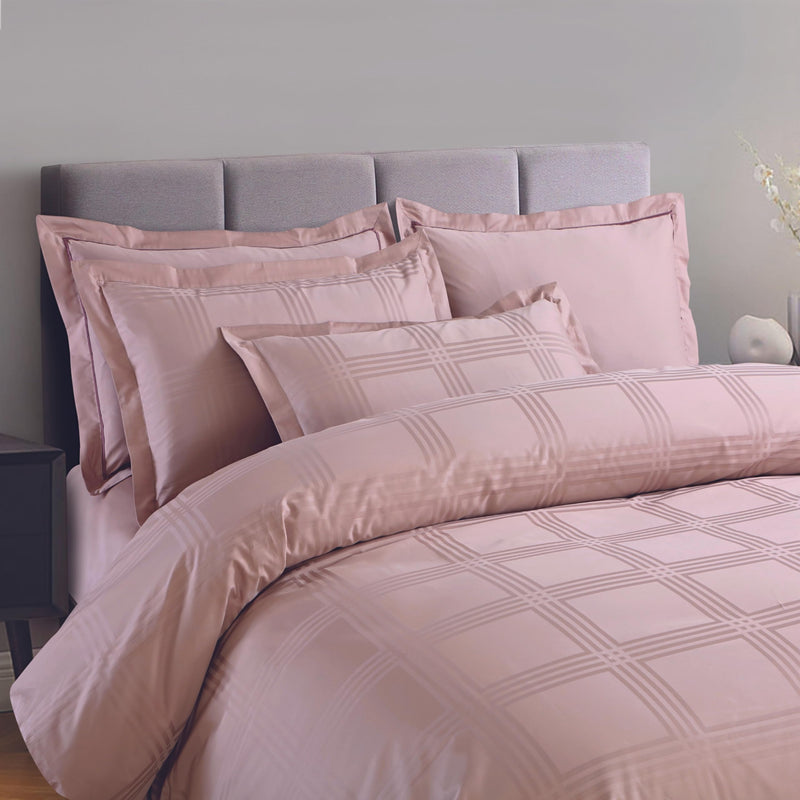 Malako Amalfi Jacquard Blush Pink 100% Cotton King Size Bedsheet with 2 Pillow Covers