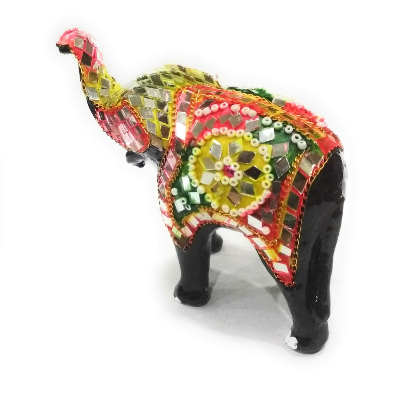 Amar lifestyle and accessories. Paper Mache Clay Lak Glittering Combo Rajasthani Beautifully Designed Elephant Showpiece Home Decor Item (14 x 11 x 6 cm, Multicolour)