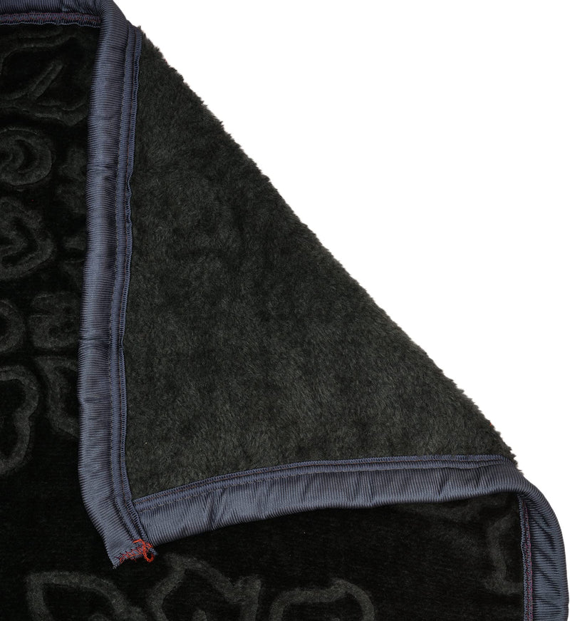 SPANGLE Floral Self Warm Soft Luxurious 360 TC Mink Single Bed Blanket (Dark Grey)