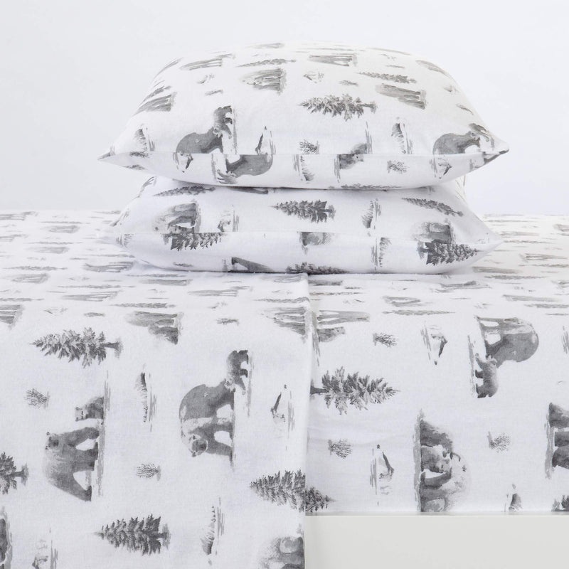 Great Bay Home Extra Soft Lodge Printed 100% Turkish Cotton Flannel Sheet Set. Warm, Cozy, Luxury Winter Bed Sheets. Lakeview Collection (Full, North Pole Polar Bears)