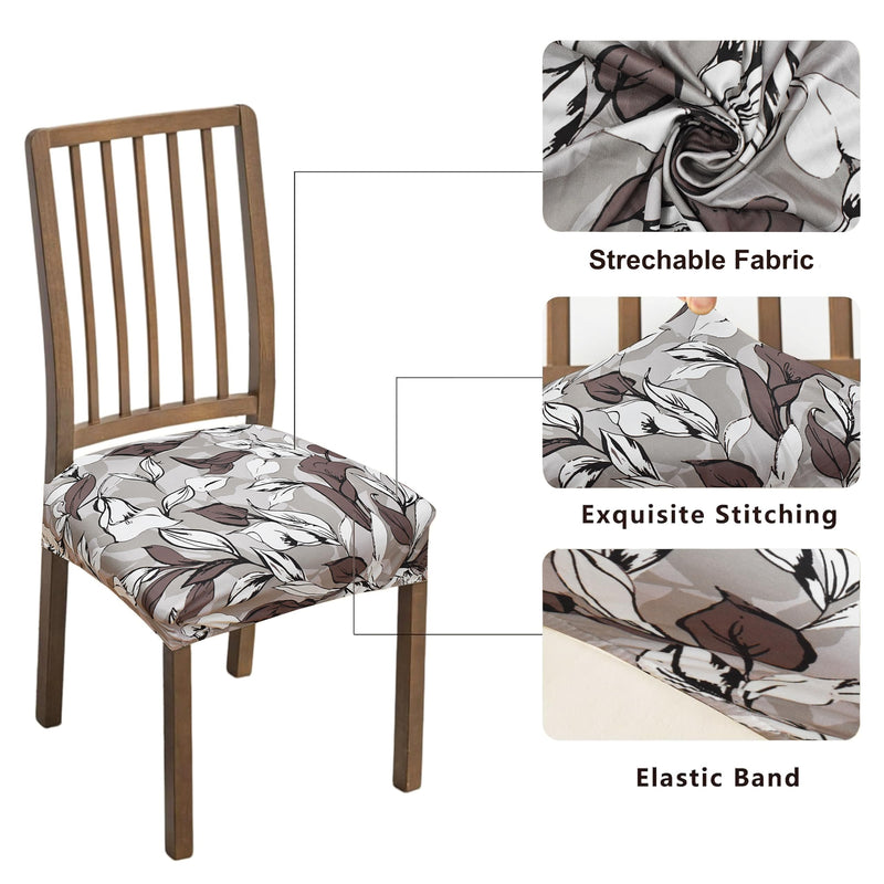 Lazy Home Stretchable Polycotton Dining Chair Seat Covers Set Of 4 Seater Are Easily Machine Washable, Gives Perfect Looks To Dining Chairs (Beige & Brown, Csc009)