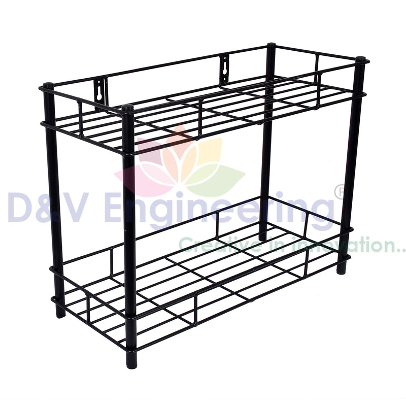 D&V ENGINEERING - Creative in innovation Metal 3-Tier Corner Shelf Multipurpose Kitchen Wall Mount Storage Shelf Rack (2 Tier), Metal