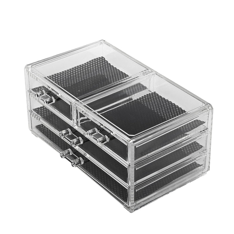 Aqtus 4 Drawer Cosmetic Makeup Jewellery Lipstick Storage Box, 25x16x20cm, Transparent