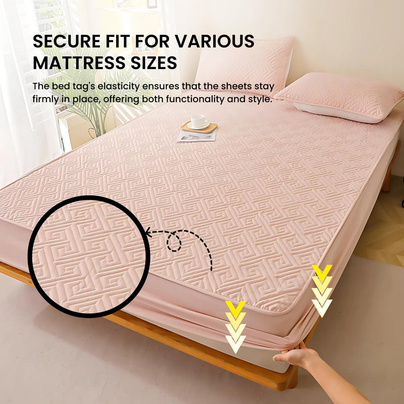 HomeEssentials Feather Touch Bed Sheets - Premium Elastic Fitted Bedsheet with 2 Pillow Covers | Fitted Bedsheet for Bed | Soft Fabric Bed Sheets | | Fitted Chadar | Bed Cover (Pink, 200x220CM)