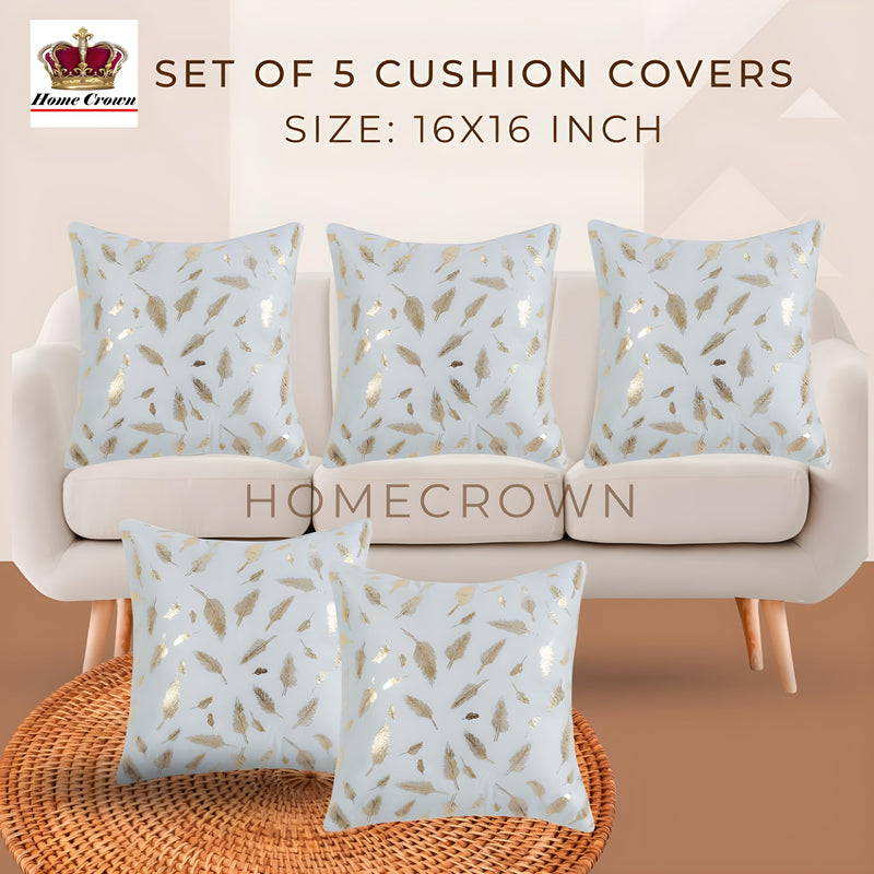 HOMECROWN Soft Velvet Fur Cushion Covers - 16 X 16 Inch, Set of 5, White,250 Threadcount