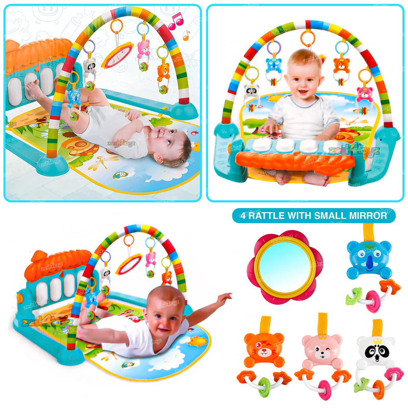 Zest 4 Toyz Baby Play Mat Gym & Fitness Rack with Hanging Rattles Lights & Musical Keyboard Mat Piano Multi-Function (Made in India)