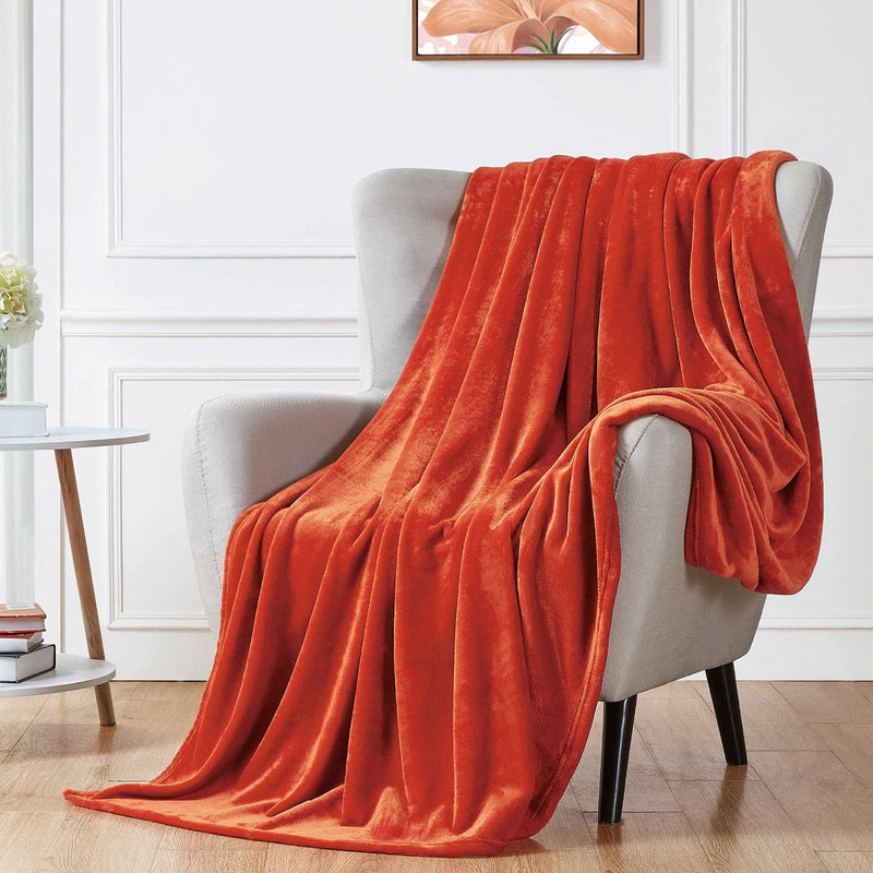 Walensee Fleece Blanket Plush Throw Fuzzy Lightweight (Throw Size 50ââ‚¬Âx60ââ‚¬Â Orange) Super Soft Microfiber Flannel Blankets for Couch, Bed, Sofa Ultra Luxurious Warm and Cozy for All Seasons