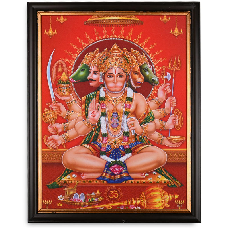 INSPIRING BRUSH Panchmukhi Hanuman Photo Frame, Vastu Painting (14 Inch x 11 Inch)