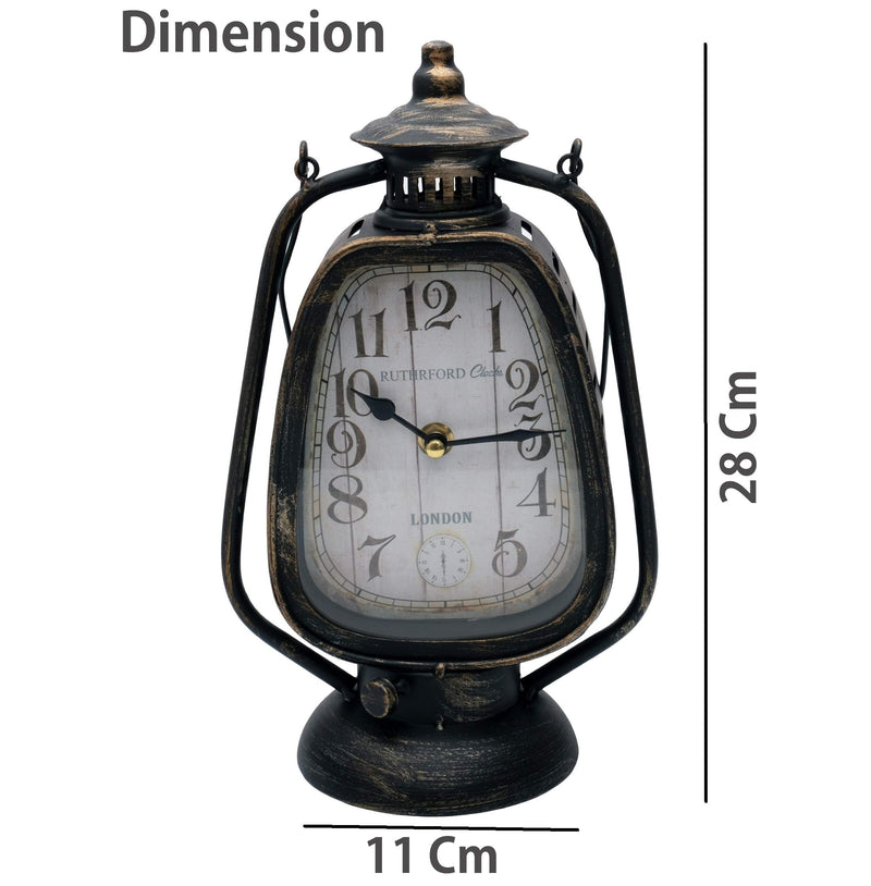 Store2508 Antique Finish Cast Metal Desk Table Clock Lantern Design, Nice Gift for Housewarming, Anniversaries, Birthdays and Other Occasions, 28x11x11 Cm (Colour_B)