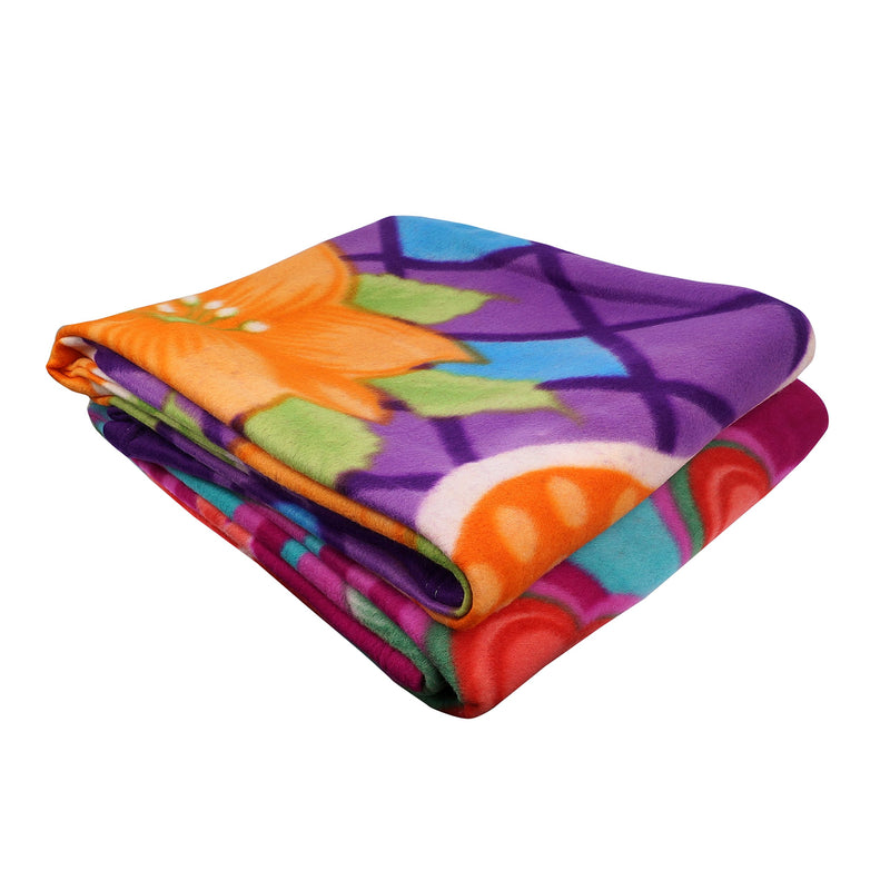 Zacharias Single Bed Printed Fleece Blanket/BedSheet (Assorted) - Pack of 2