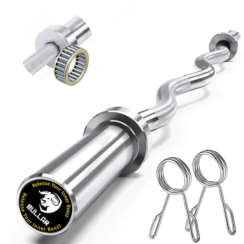 BULLAR Olympic Barbell | 4 feet 50mm Bar with Needle Bearing | for Weightlifting, Powerlifting and Cross fit | Gym Exercises Rod (30mm Inner Diameter) with Locks