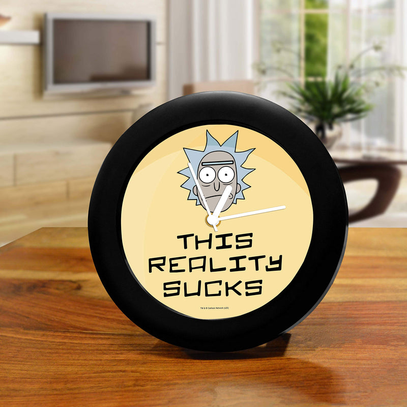 MCSID RAZZ- Rick and Morty This Reality Sucks Table Clock New | for Office, Birthday Gift Officially Licensed by Turner Entertainment Co, USA