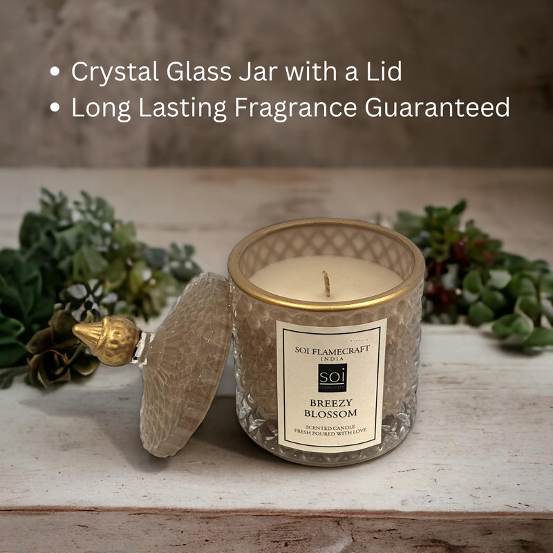 Soi Flamecraft Light Grey Candy Jar Scented Candle | Breezy Blossom Fragrance | Soy Wax Candle | 45 hrs Long-Lasting Aroma | Ideal for Home Decor & Gifting | 630 Grams