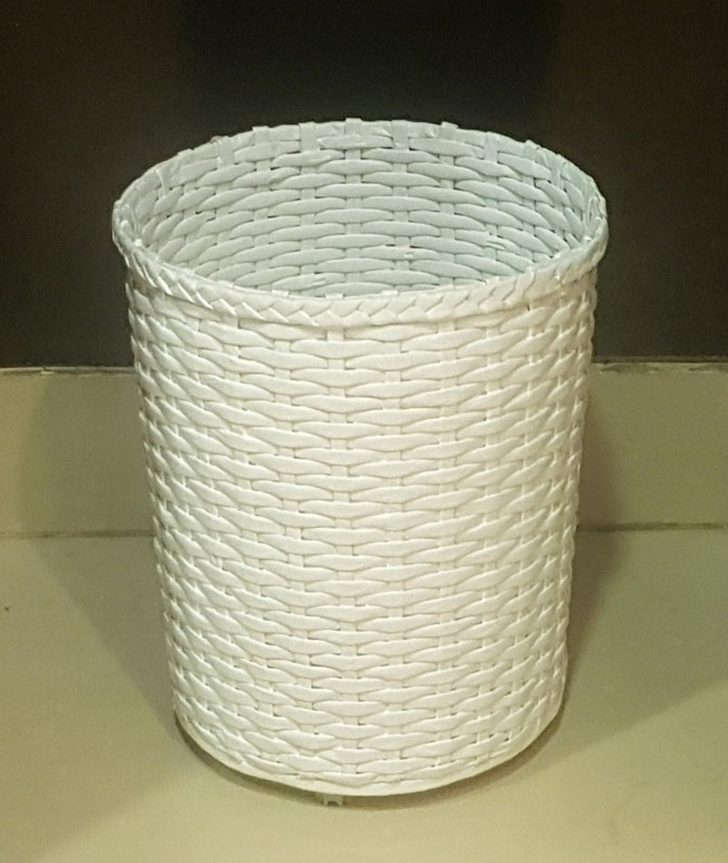 Sonas Creation Paperus, Standard Size 11 inch TALL, 10 Liter, White Waste Paper Basket, Open-top Dustbin, Trashcan, Storage Basket, Indoor Planter, Eco-friendly, Handmade, of Paper Ropes