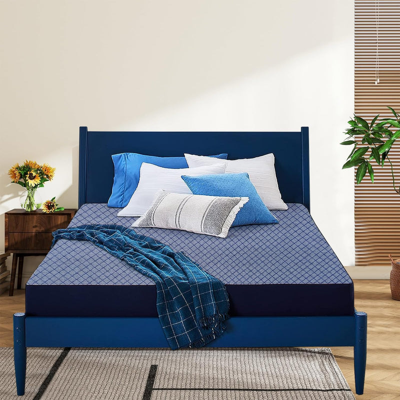 TRENDY VIBES | King Size | Orthopedic Mattress Memory Foam Mattress, Mattress Single Bed | 8-Inch | Bed Mattress, King Size Mattress (72x70x8 Inches, Medium Firm) - Navy Blue