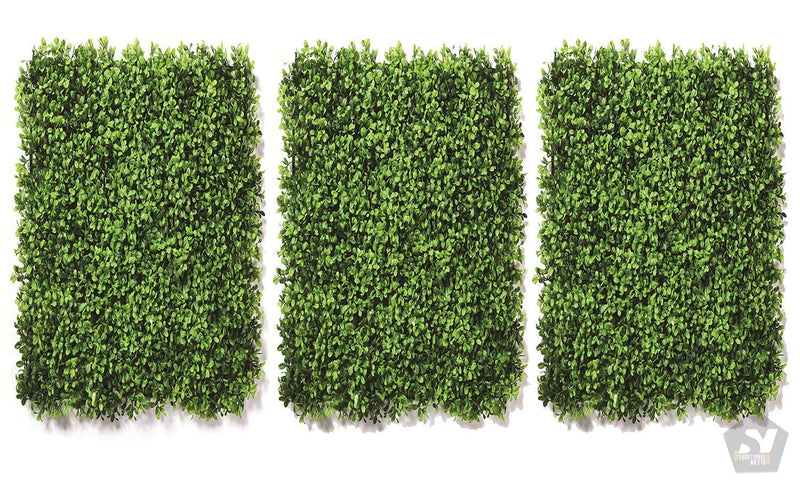 Sensational Nation Artificial Grass Vertical Wall Small Leaves Tiles (Green) - Pack of 3 Piece, Plastic; Polyester