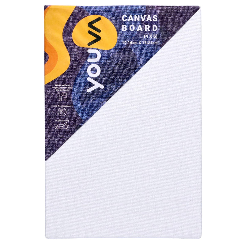 Navneet Youva |Cotton White Blank Canvas Boards for Painting, Acrylic Paint, Oil Paint Dry & Wet Art Media|4" x 6" |Pack of 6 (23966)