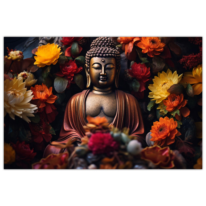 Indianara Rolled Sparkled Gautam Buddha Art Print for Room Décor Digital Reprint 36 inch x 24 inch Painting (10739PST)