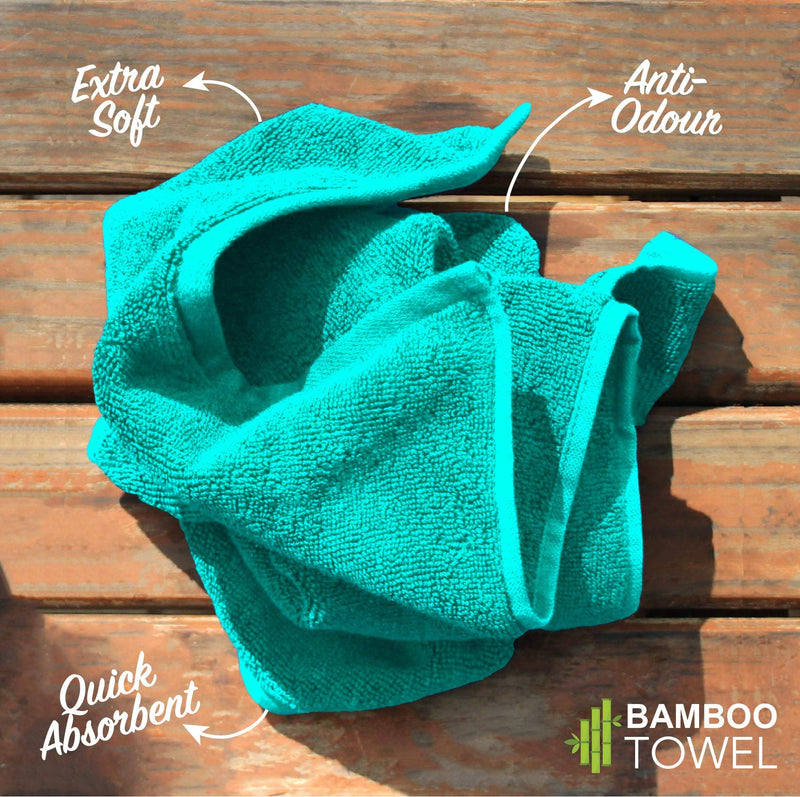 Heelium Bamboo Bath Towel, Super Absorbent & Soft, Antibacterial, 600 GSM, 55 inch x 27 inch, Pack of 2, Teal