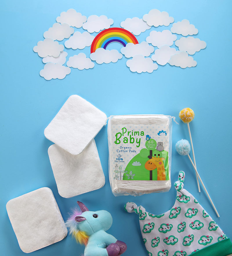 Prima Baby Cotton Squares Soft And Gentle Chemical Free 60 Pcs - Combo Pack Of 3