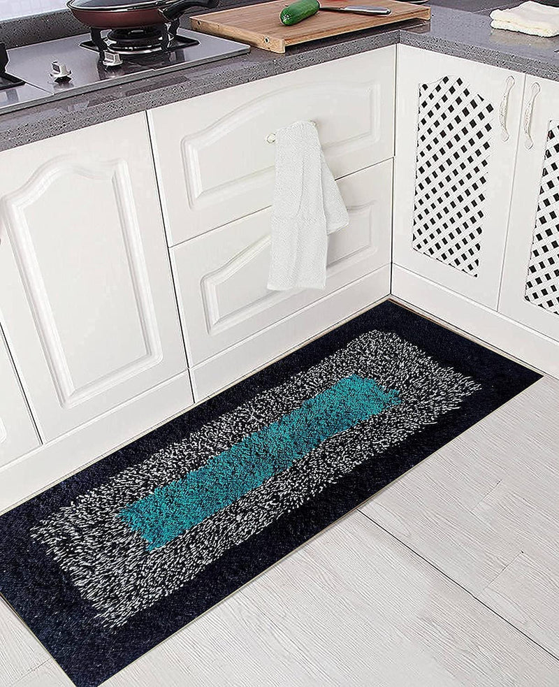 ROUSN Kitchen Cotton Floor Mat Doormat (Multi Colour, Pack of 2 Piece, 45 x 120 cm & 40 x 60 cm, Rectangular)