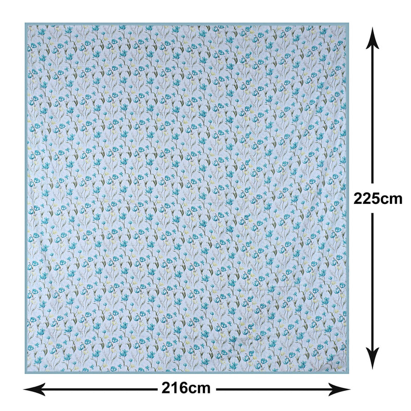 Kuber Industries Lightweight Tropical Plant Design Cotton Reversible Double Bed Dohar|AC Blanket for Home & Travelling (Sky Blue)