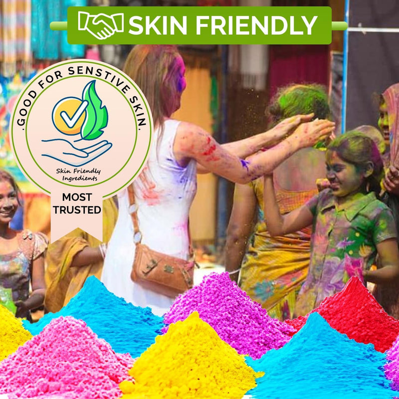 Nivasam Mor Pankh Herbal Holi Gulal + Water Balloons Combo - Holi Items- Pack of 5-80gm x 5 - Holi Gift Pack -for Family, Party, Silky, Soft & Skin Friendly, 100% Safe