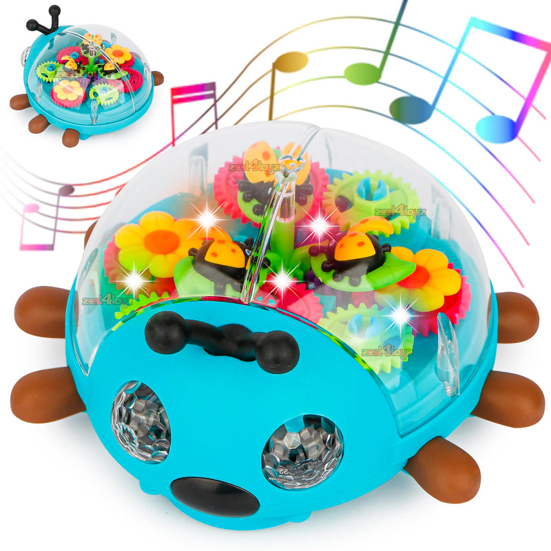 Zest 4 Toyz Musical Toys for Kids Gear Toys Transparent Ladybug Dancing Doll 360 Degree Rotating Light & Sound Toy with Bump and Go Action for 1 Year Old Baby Boys & Girls (Multicolor)