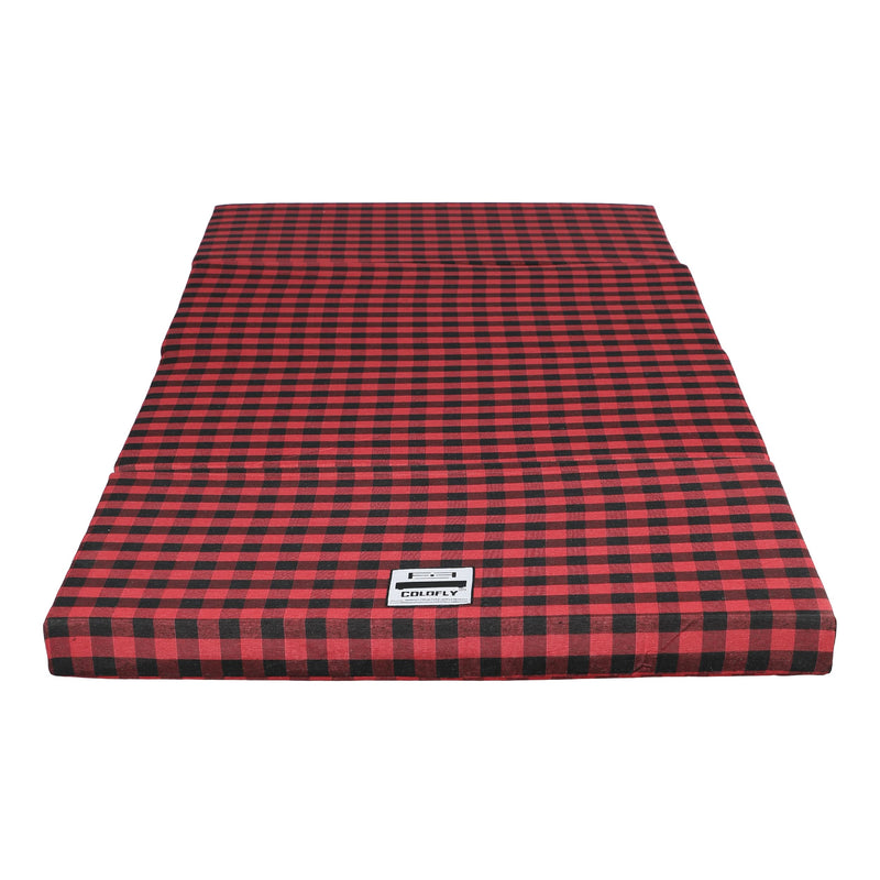 COLOFLY UHD Foam 3 Inch Dual Comfort Reversible Four Fold Single Bed Mattress Foldable Red & Black Gadda for Travel Picnic (72x35x3)