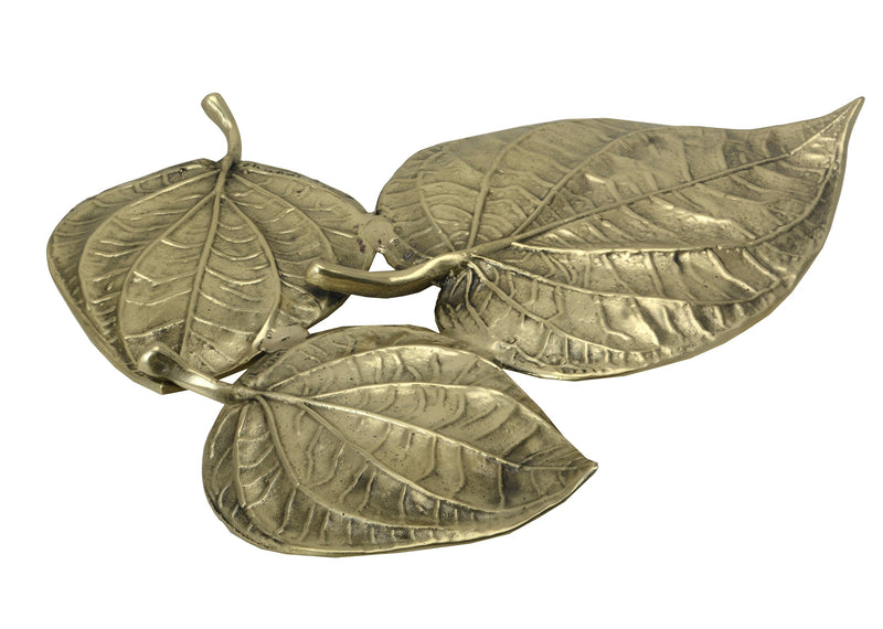 KALARAMBH Brass Leaf Design Fancy Cigarrete Ashtray for Home Living Room Table Decor Git Items Collectible Handicraft Art, Yellow, 8 x 9.1 x 0.7 Inch (L x W x H)
