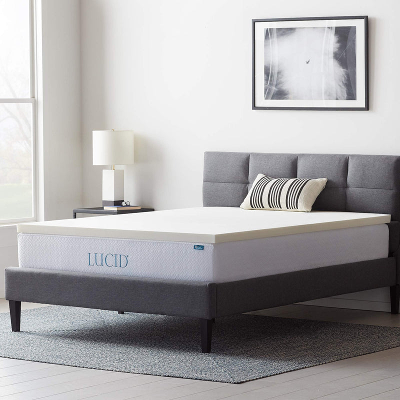 LUCID 2" Ventilated Memory Foam Mattress Topper, RV/Short Queen