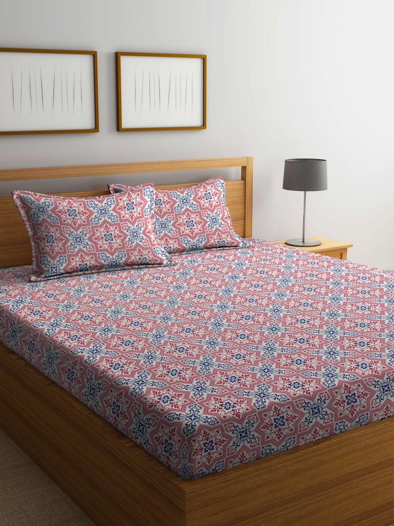 Bombay Dyeing 100% Pure Cotton California (Super) King Size BedSheet (274x274 cm or 108x108 Inch or 9x9 Foot Approx) with Two Pillow Covers