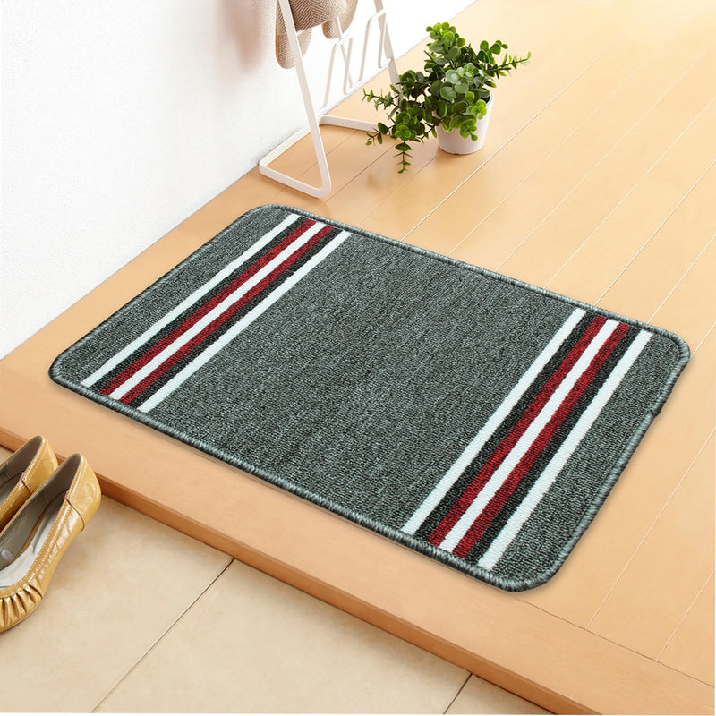 BEDSPUN Polypropylene Anti Slip Floor Door Mat in Home Kitchen Office Entrance Mats (37x57 cm), Grey, Nylon